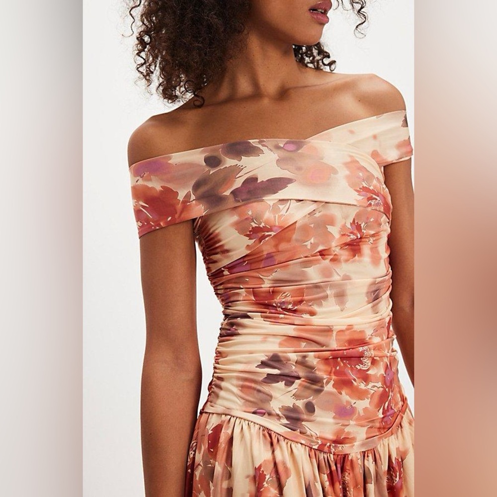 NWOT Free People Raylon Drop Waist Convertible Neckline Midi Orange Sz S - Picture 8 of 8